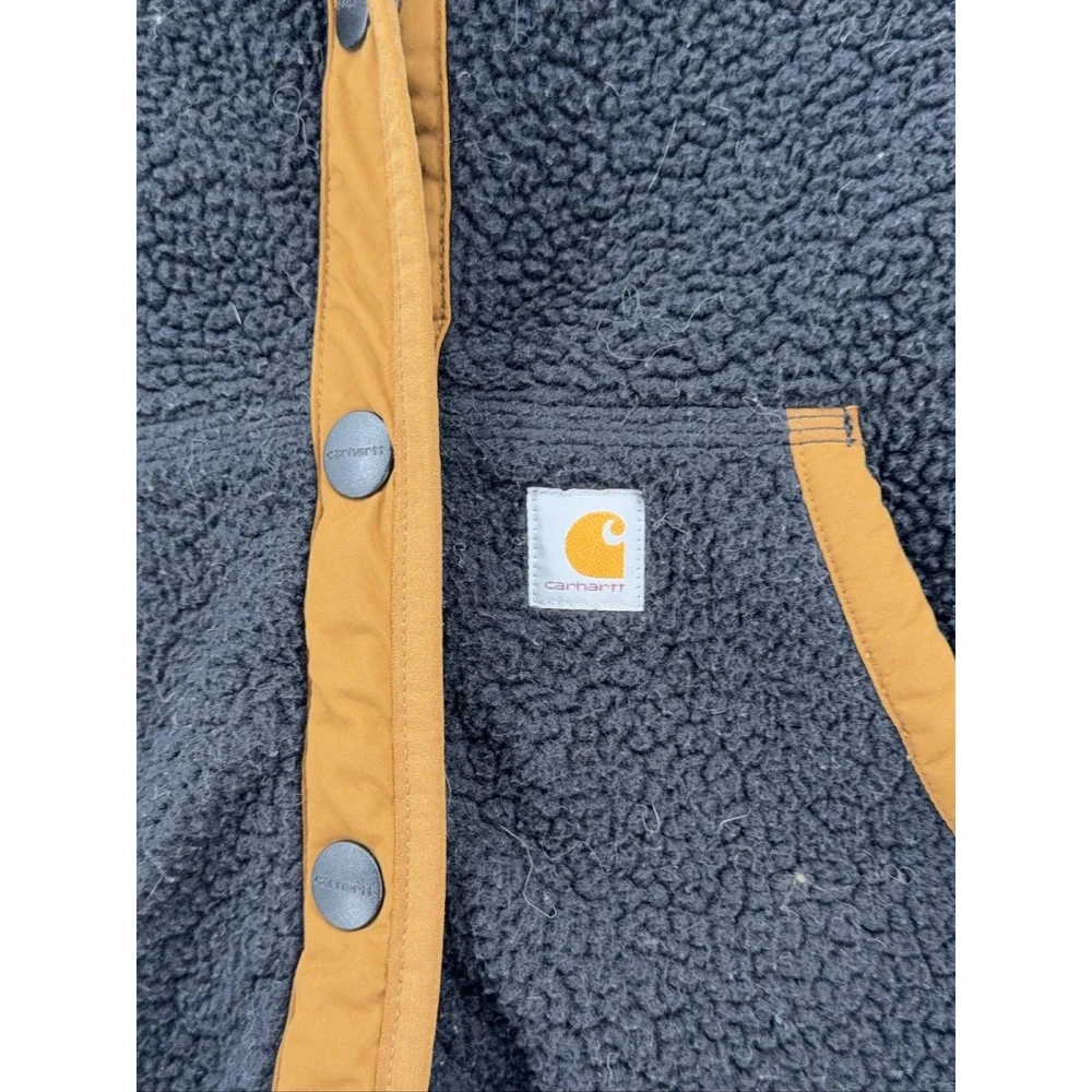 Carhartt Sherpa Fleece Vest Women's XS Black Brown Collared Lightweight Pockets